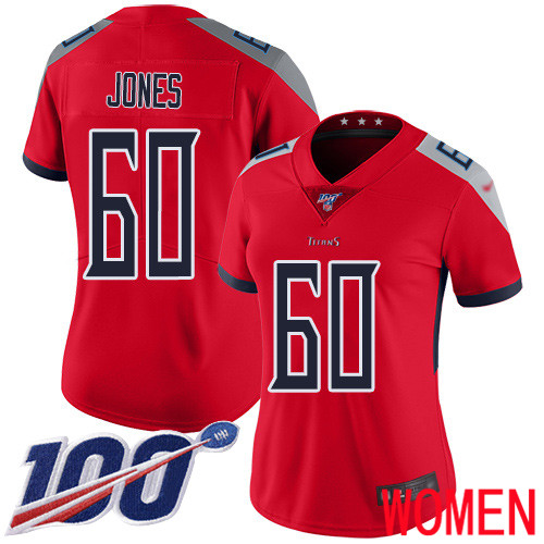 Tennessee Titans Limited Red Women Ben Jones Jersey NFL Football #60 100th Season Inverted Legend->youth nfl jersey->Youth Jersey